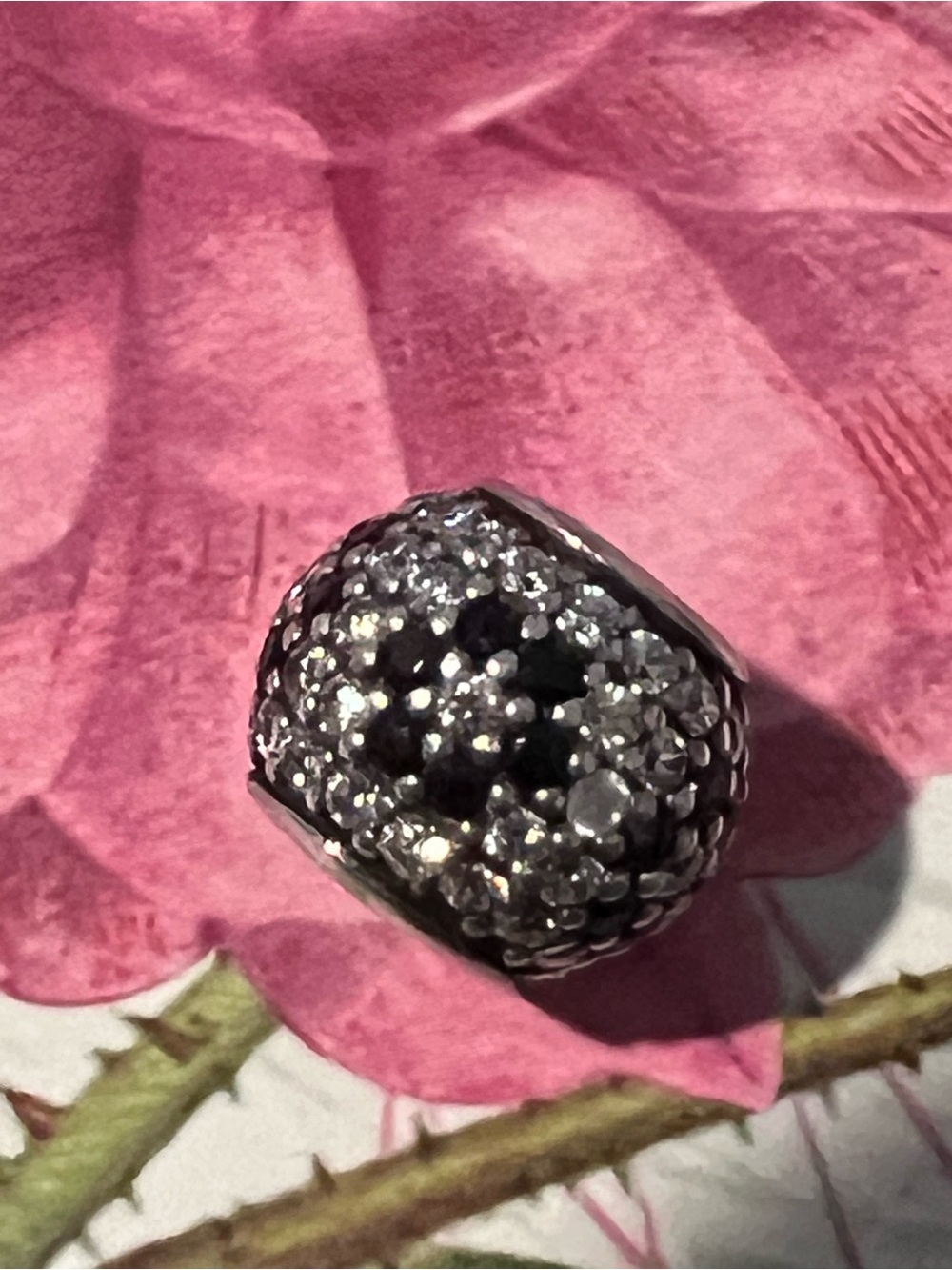 Authentic Pandora Shimmering Black Blossom Charm #791170NCK